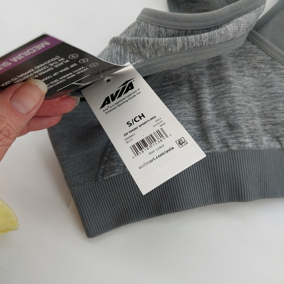AVIA size S  Seamless ZIP Front Racerback SPORTS BRA  Wire-free LIGHT GRAY  Z21 - Picture 6 of 6